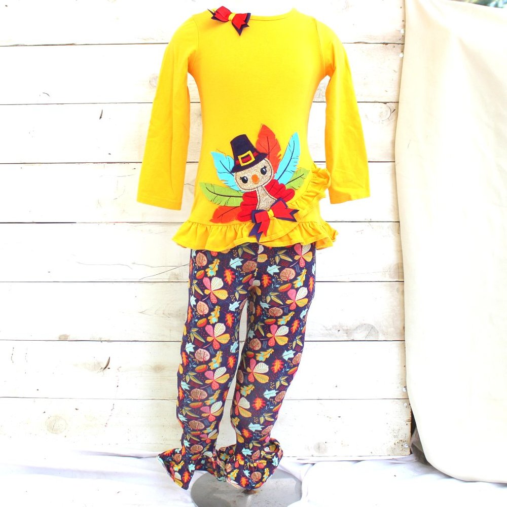 Rare Editions Thanksgiving Fall Outfit Girls Size 6 Thanksgiving Turkey
